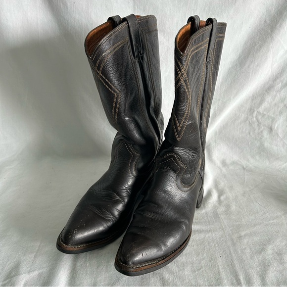Men’s Texas Cowboy Western Boots Brown Leather Nitrene Soles Made in USA Sz 10B